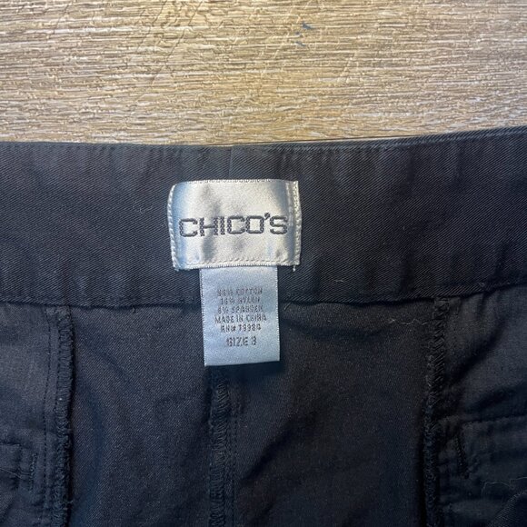 Chico's Mid Rise Black Slacks Size 8 Flat Front Dress Pants 30" Inseam - Picture 4 of 7
